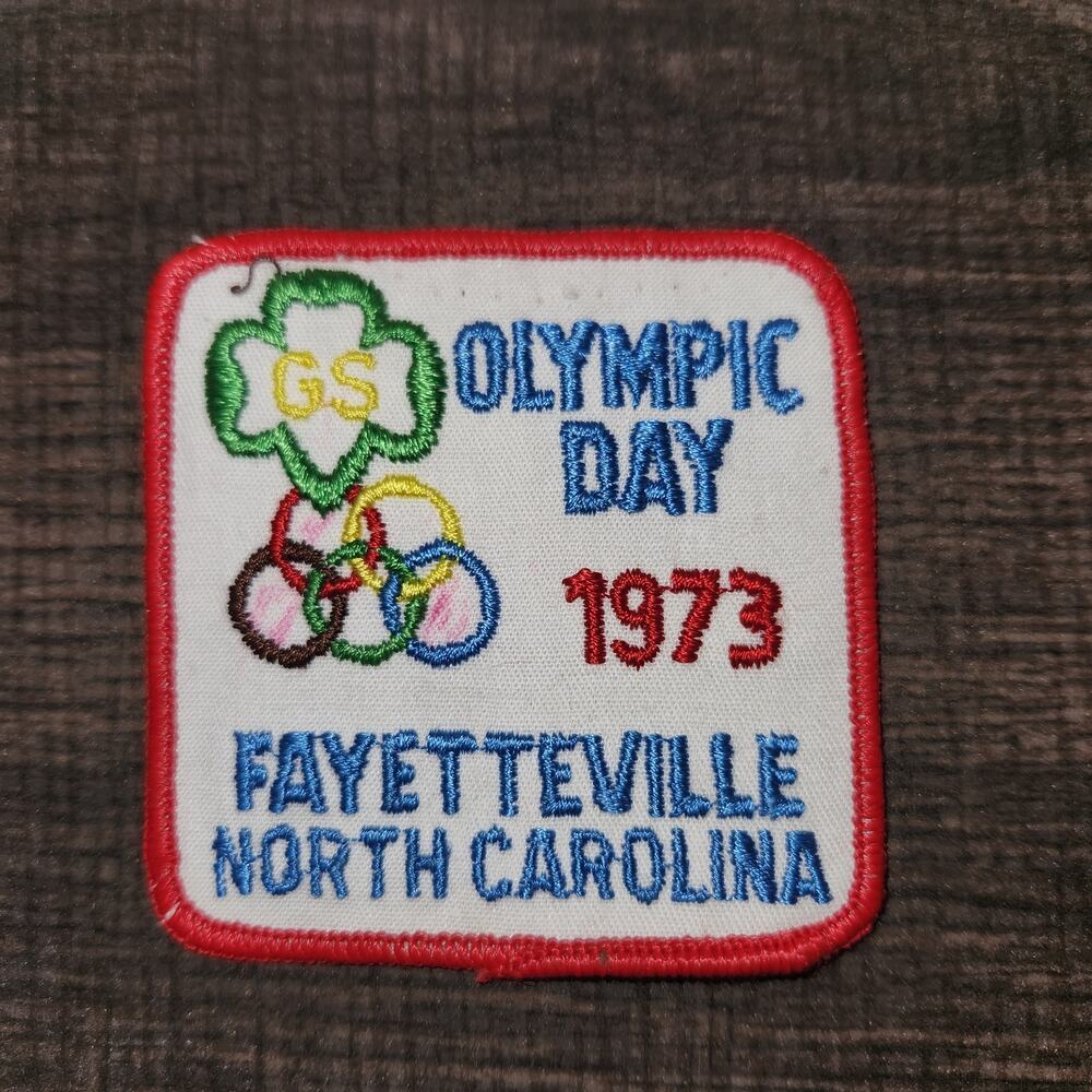 Vintage 1973 Girl Scout Olympic Day Patch Fayetteville North Carolina GS Rings